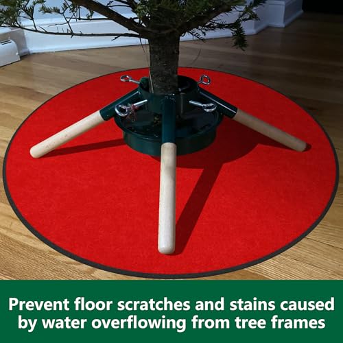 35-Inch Red & Green Christmas Tree Pad Stand Mat - Reversible Felt Floor Protector