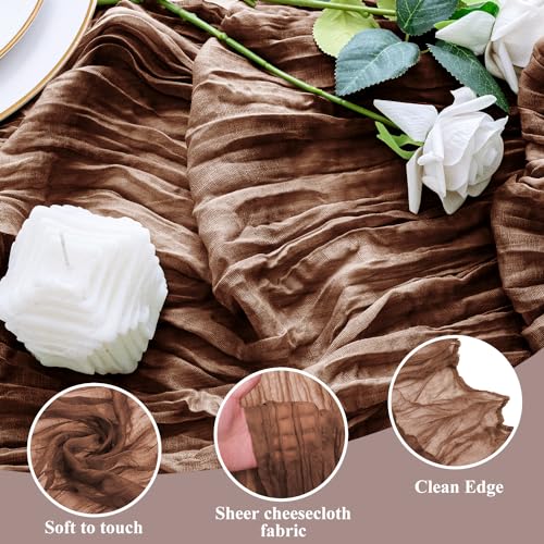 Brown Cheesecloth Table Runner 10FT Boho Rustic Sheer Linen - 1 Pack