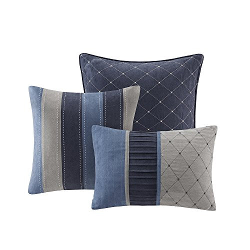 Navy 7-Piece King Comforter Set with Decorative Pillows