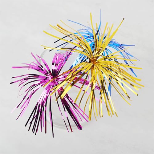 200 PCS Firework Cupcake Toppers Foil Frill Toothpicks - 9 Inch Cake Decoration