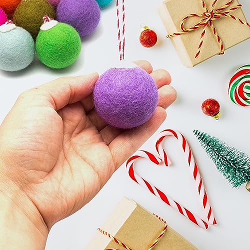 Rainbow Felt Christmas Ornaments Set of 20 - Wool Tree Decorations & Garland Fillers