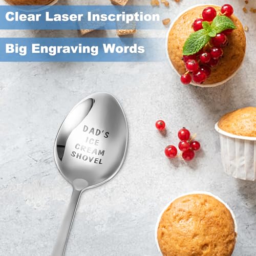 LifHap XL Pack of 2 Dad's Ice Cream Shovel Spoon Gift for Dad—Clear Engraved Inscription