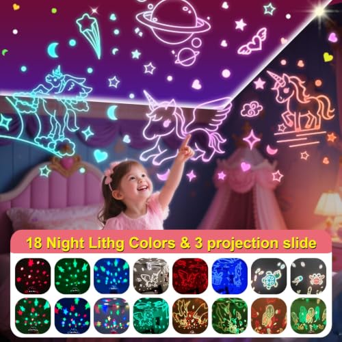 Unicorn Star Projector Night Light for Kids with Remote and Timer