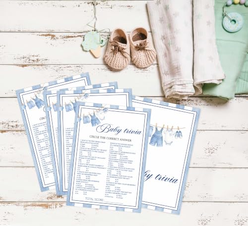 Blue Jean Baby Shower Trivia Game Cards - 30 Pack Western Denim Design