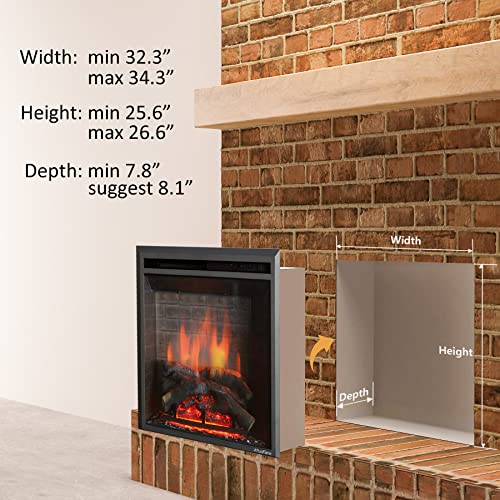 Electric Fireplace Insert with Sound and Remote Control 33 Inch