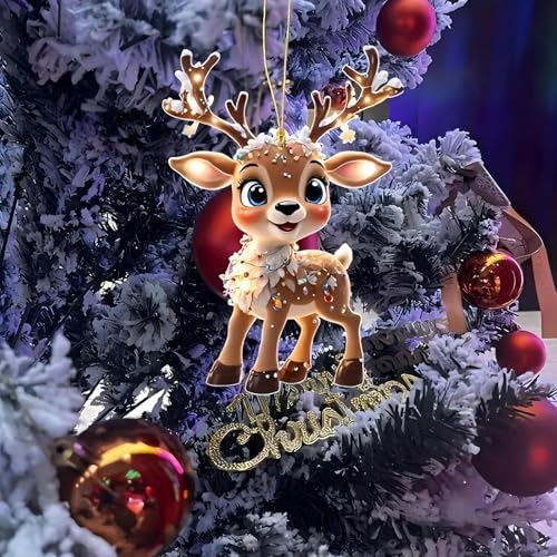 5 PCS Christmas Elk Acrylic Hanging Ornaments - 3.07 x 2.12 Inches, Transparent Holiday Decor