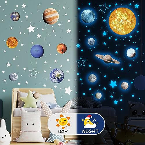 Glow in the Dark Solar System Wall Decals - 780 Piece Star & Planet Set