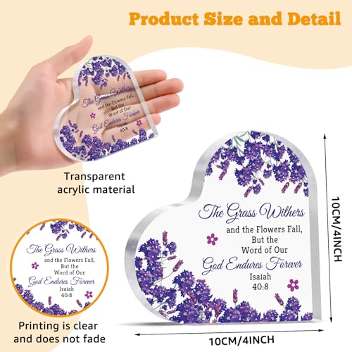 Bible Verse Desk Sign 01 - Christian Acrylic Heart Plaque Religious Gift for Women