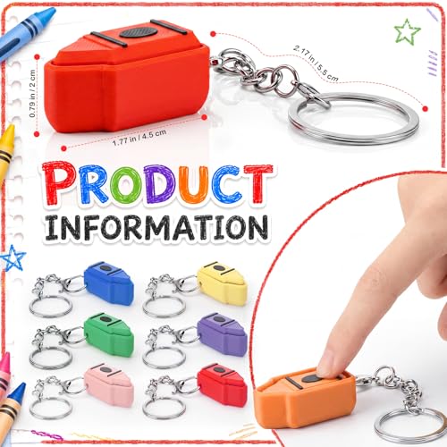 12-Pack Silent Crayon Fidget Keychains - Noiseless Sensory Stress Relief Toy