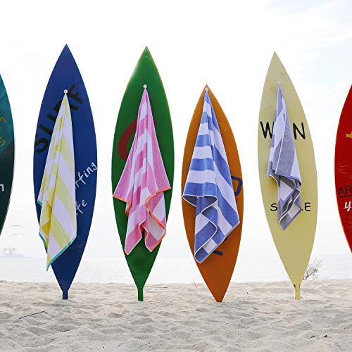 HENBAY Oversized Cotton Beach Towel - 70x35 Blue Striped Cabana Towel