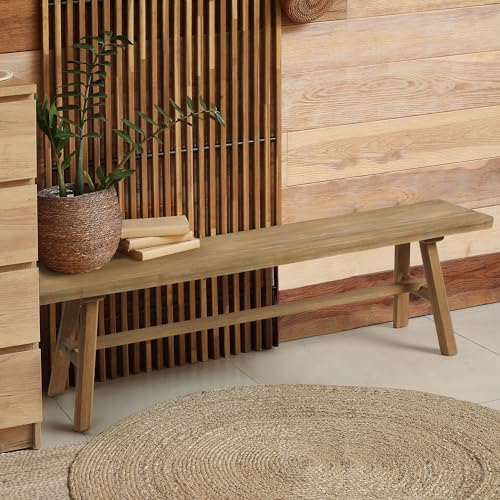Rustic Solid Wood Bench, 39-inch Farmhouse Dining and Entryway Seat