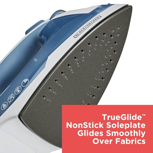 BLACK+DECKER Steam Iron for Clothes with Auto Shutoff & Nonstick Soleplate
