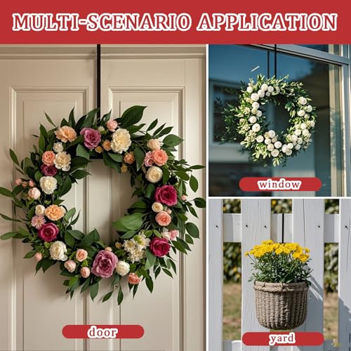 12-Inch Metal Over the Door Wreath Hangers - 2 Pack Non-Scratch Hooks