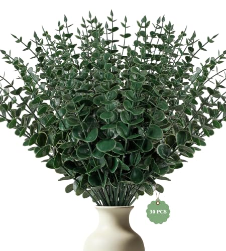 30 Pcs Artificial Eucalyptus Stems – Realistic Green Eucalyptus Leaves, 14.5in Each, DIY Home & Wedding Decor (Variation: Green) – YOGJKI