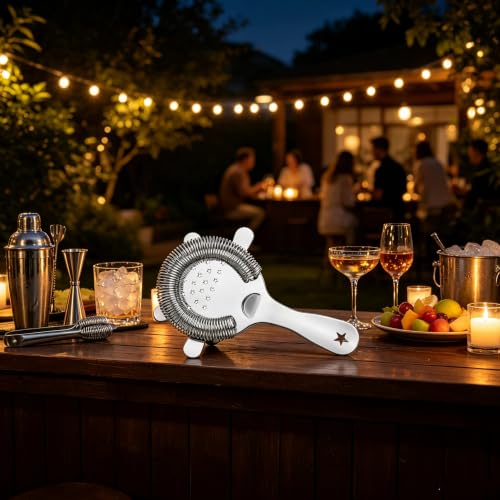 Homestia 6.5-Inch Silver Hawthorne Cocktail Strainer for Bartenders