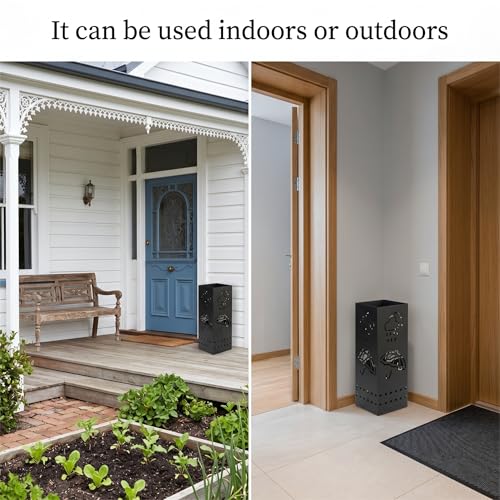 Square Metal Umbrella Stand for Entryway - Rustproof Storage Holder, 17-inch