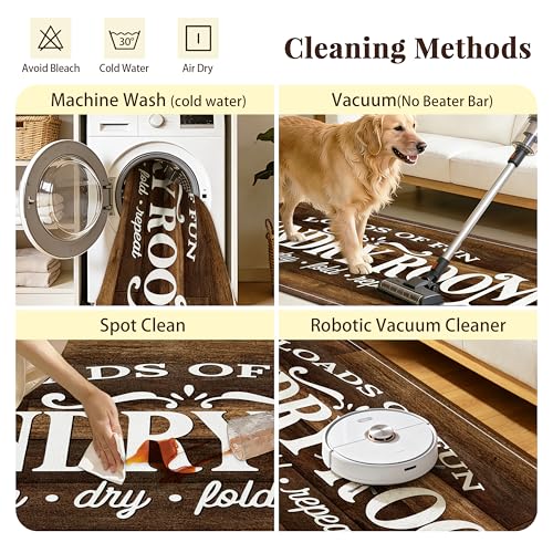 Washable Laundry Room Rug, 20x47 Inch Non-Slip Farmhouse Runner Mat