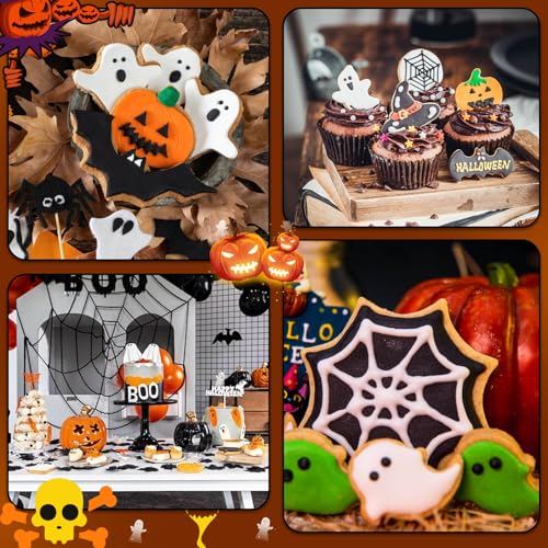 Lezmarket 20Pcs Halloween Cookie Cutters Set - Stainless Steel Shapes for Ghosts, Pumpkins, Cats, Bats, Coffins, Witch Hats (Halloween variation)