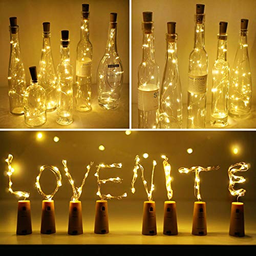 LoveNite 15 Pack Warm White Cork Bottle String Lights 20 LEDs Fairy Lights for DIY Party Decor