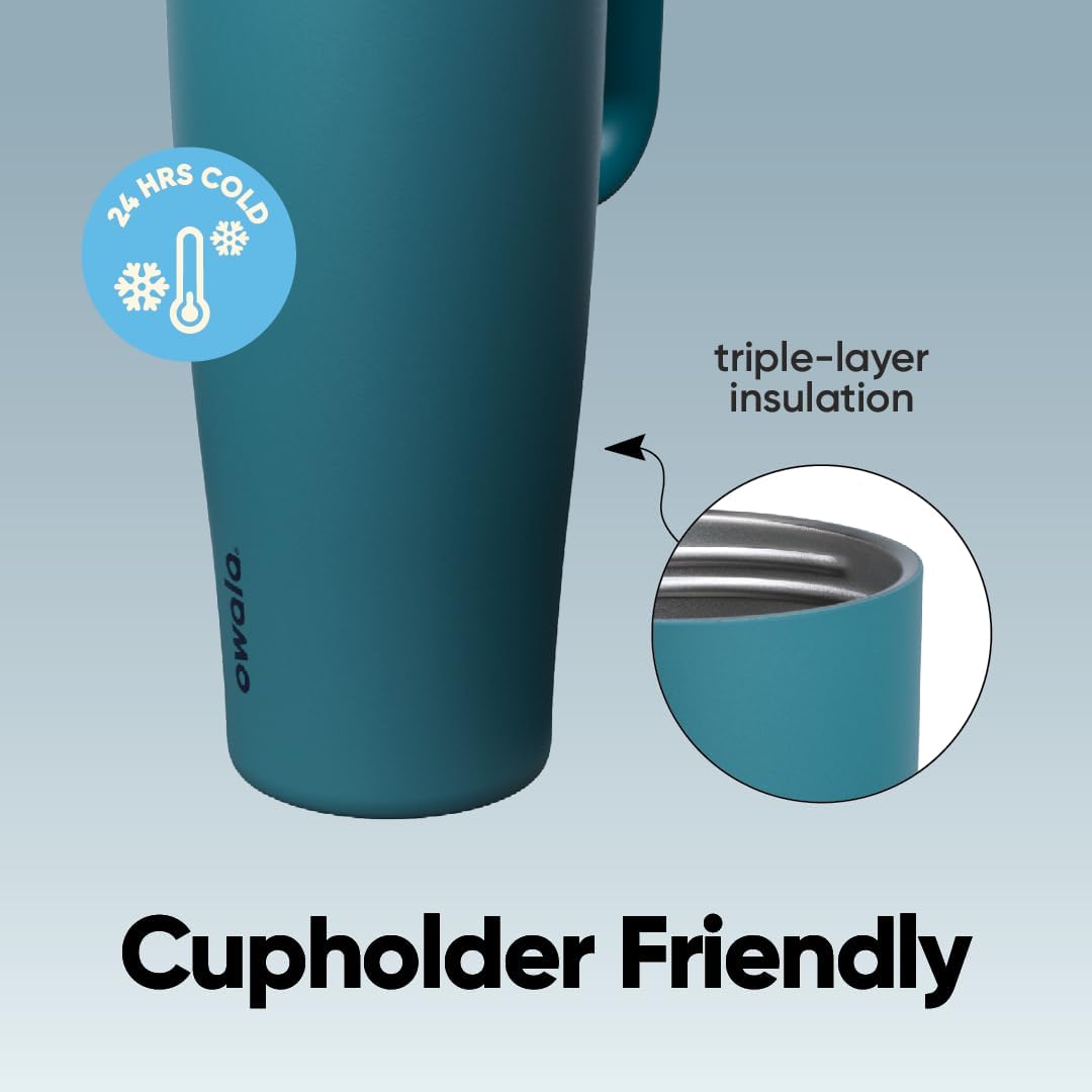Owala FreeSip Tumbler - Insulated Stainless Steel Water Bottle with Built-In Straw | 40oz, BPA Free, Denim
