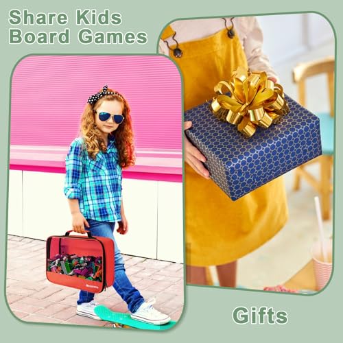 4-Piece Toy Storage Bag Set with Clear PVC Window for Building Bricks