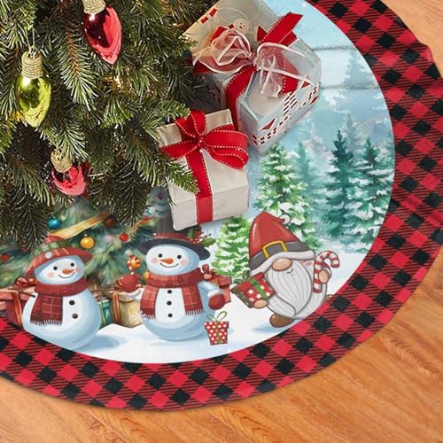 Juniissl Snowman Gnomes Christmas Tree Skirt Medium 36 Inch Holiday Decor