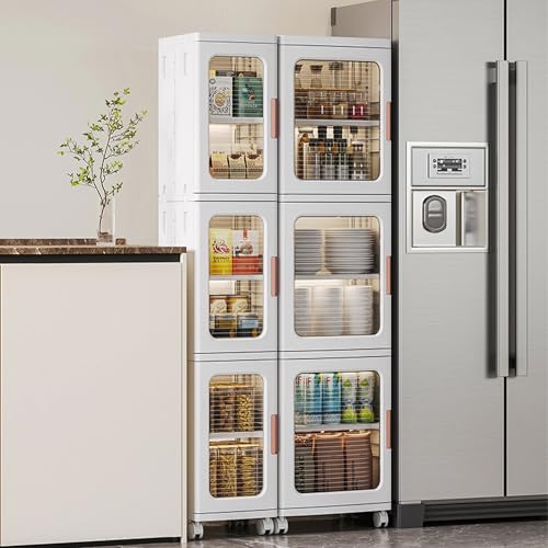 4-Tier Foldable Slim Storage Cabinet with Wheels, Narrow Organizer Unit