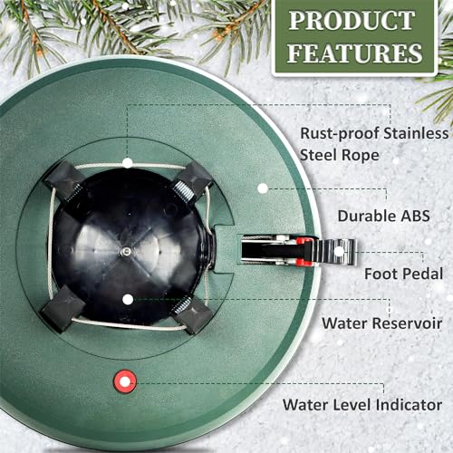 Blissun Large Christmas Tree Stand with Water Reservoir & Clamp - Fits 7ft Real Trees