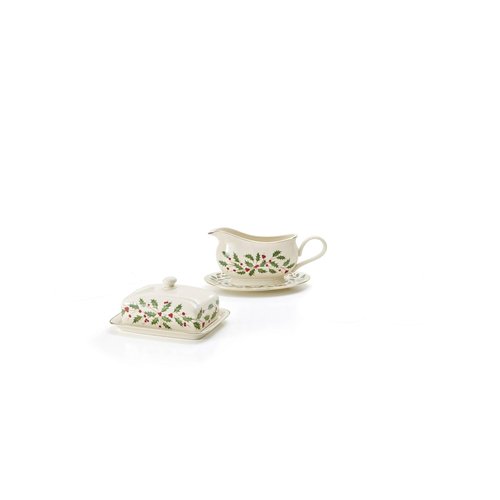 Lenox 843318 Holiday Gravy Boat and Stand, Christmas Hosting