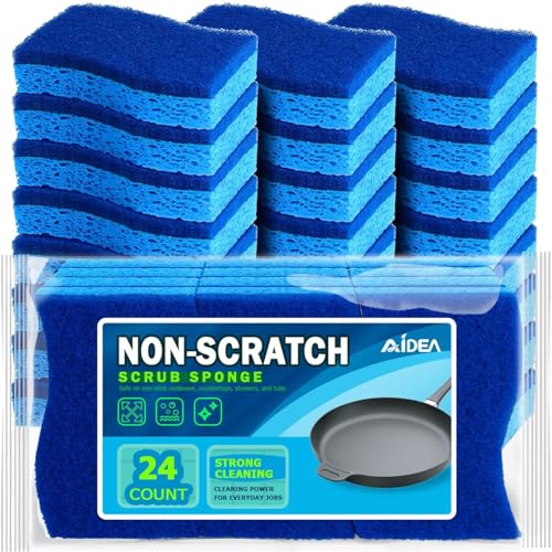 AIDEA Non-Scratch Scrub Sponges for Dishes and Kitchen 24-Count