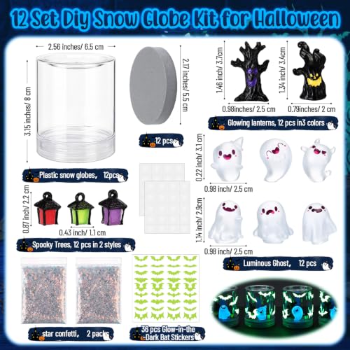 12-Set Halloween DIY Snow Globe Craft Kit Glow in the Dark Ghost Decor