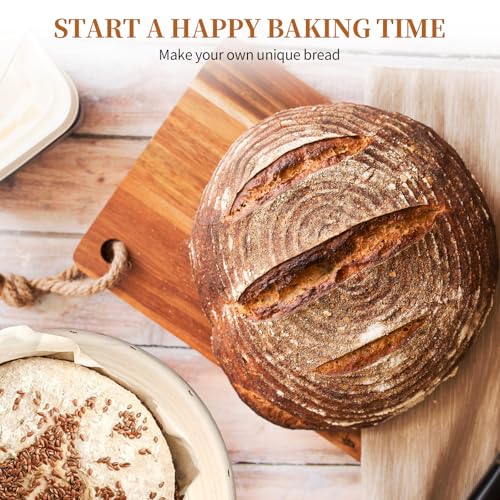 9-Inch Round Rattan Banneton Bread Proofing Basket Set of 2 with Liners