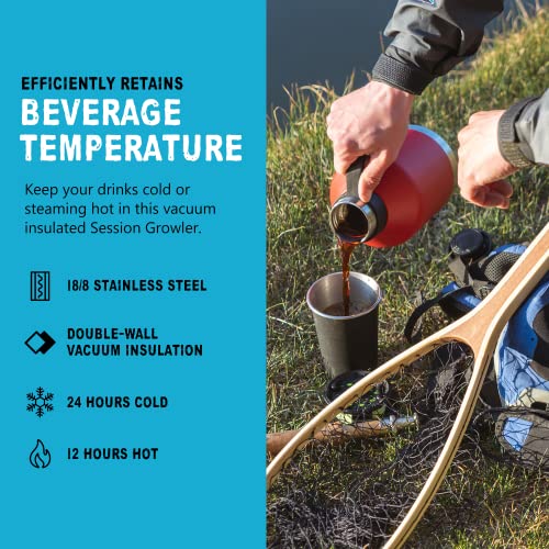 32 oz Vacuum Insulated Stainless Steel Beer Growler - Leakproof Travel Flask