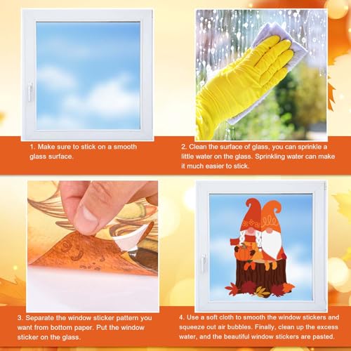 9 Sheets Fall Window Clings - Reusable Autumn Decor Stickers