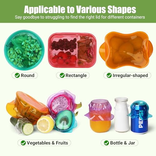 Reusable Silicone Stretch Lids (6-Pack) - Airtight Bowl & Container Covers