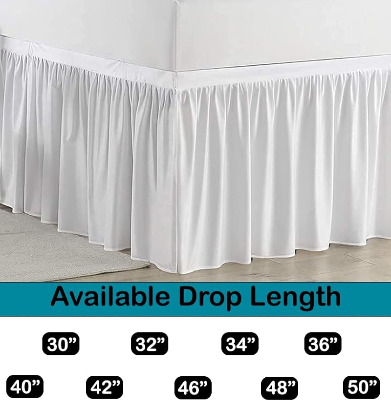 Twin XL Dorm Bed Skirt with 32 Inch Drop, Soft Microfiber Bed Ruffle