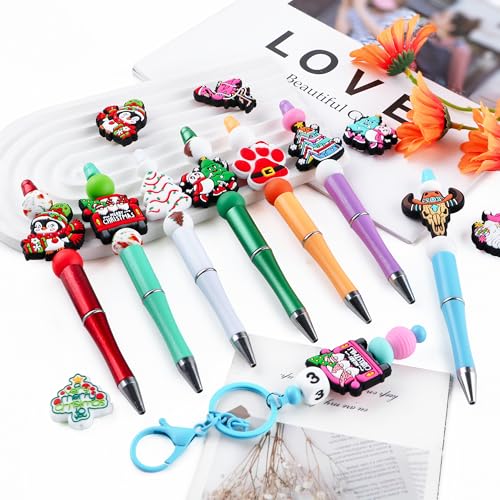12PCS Christmas Tree Silicone Beads for Keychain & Craft Making - Lovymi