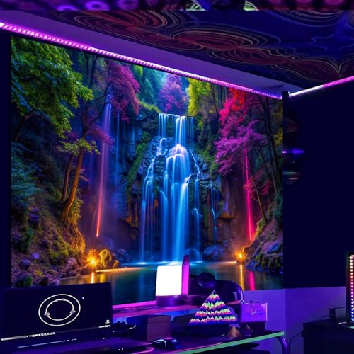 Blacklight UV Reactive Forest Wall Tapestry - Neon Glow Decor (51.2" x 59.1")