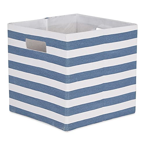 DII Polyester Cube Storage Collection Collapsible Hard Sided Bin, 13x13x13, French Blue