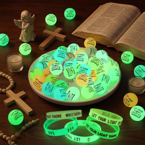 60-Piece Christian Glow in the Dark Party Favor Set: Silicone Wristbands & Balls