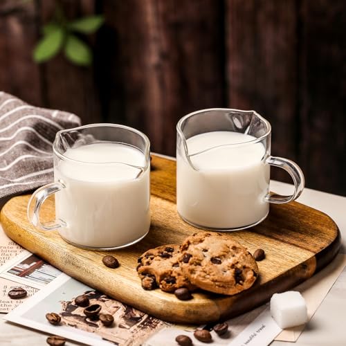 4 oz Glass Espresso Cups with Double Spout and Handle - Set of 2