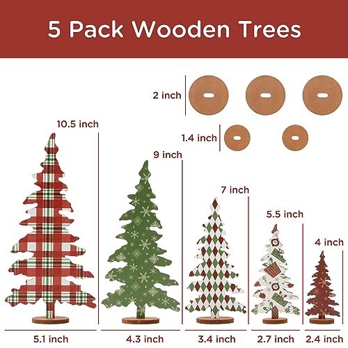 FestalMart 5-Size Wooden Christmas Tree Signs Indoor Decor