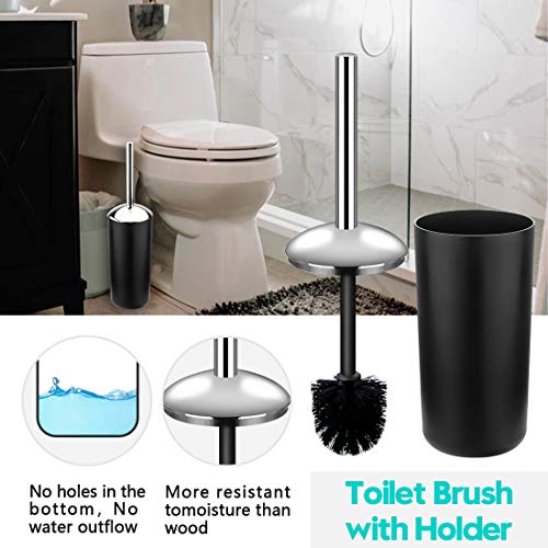 6-Piece Plastic Bathroom Accessory Set with Trash Can, Black