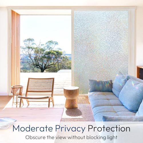 Mosaic Stained Glass Window Privacy Film, 17.5" x 78.7" - UV Blocking, Removable Static Cling Tint