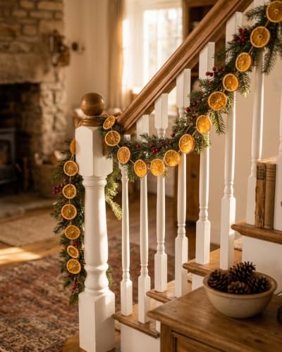VIUMVC 10 Ft Dried Orange Slice Christmas Garland Fall Decor - Rustic Holiday Wreaths