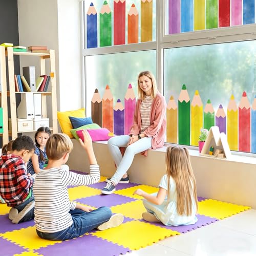 Pencil Window Clings - 9 Sheets, 27 Pcs Double-Sided Classroom Decor