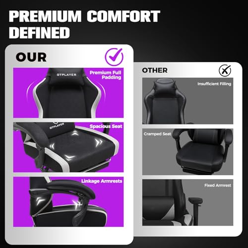 Ergonomic Gaming Chair with Retractable Footrest and Lumbar Support