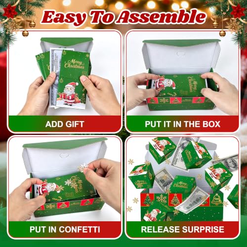 TOYEISHI Christmas Surprise Explosion Gift Box – Auto Pop-Up Cash Box, Green Christmas