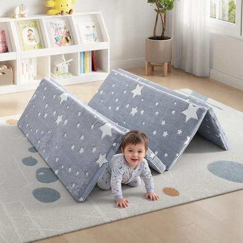 Foldable Kids Floor Mattress, 48x72 Inch Glow-in-the-Dark Play Mat