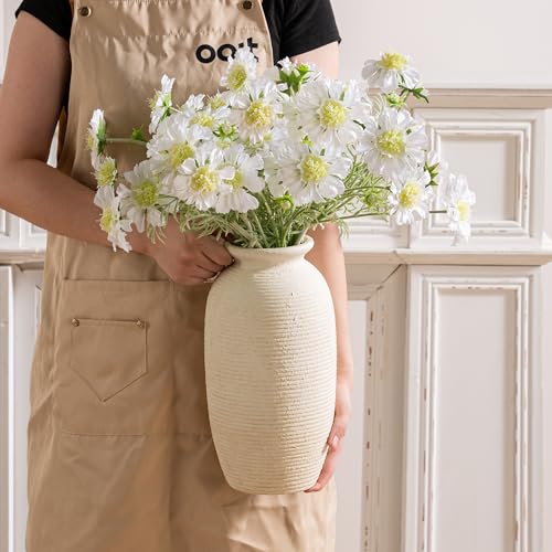 Large Ceramic Flower Vase - 12.5" Tall Rustic Farmhouse Pottery